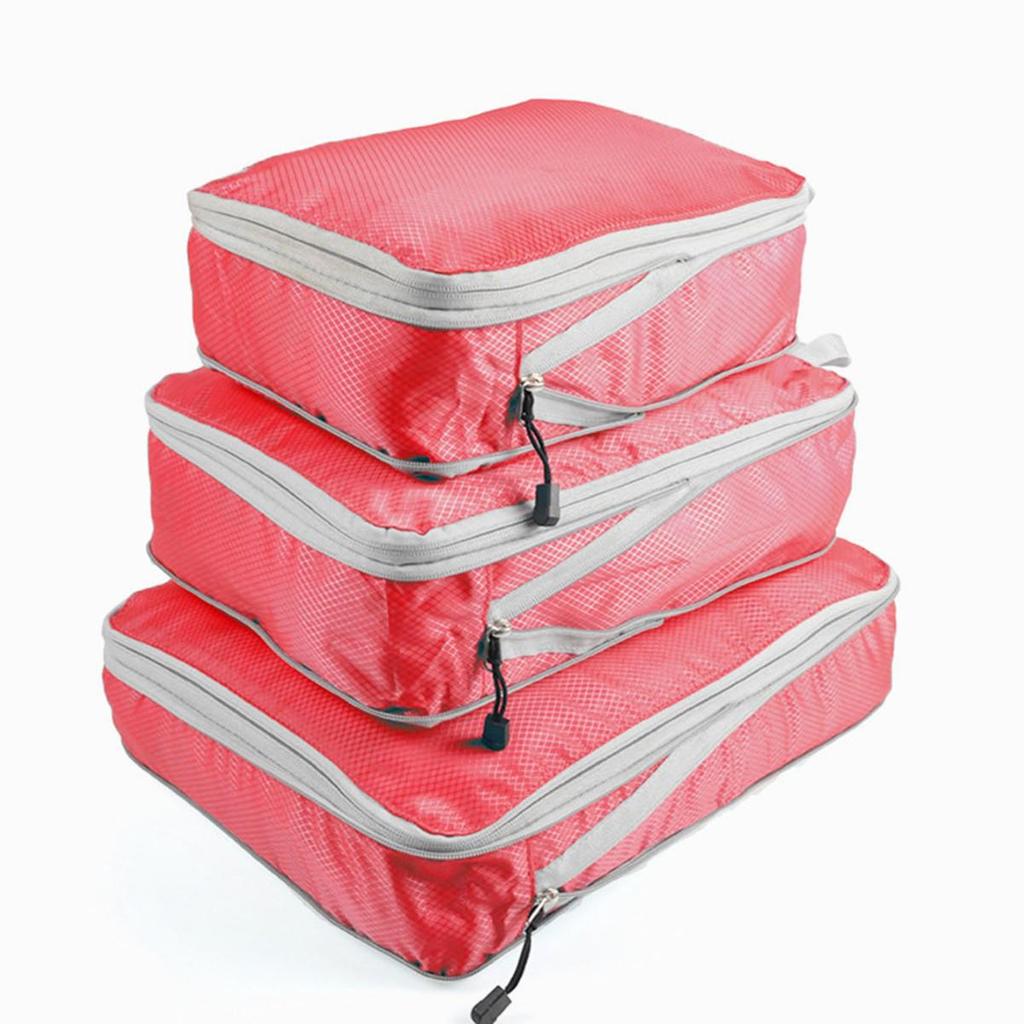 Three-Piece Travel Compression Bag Set: Digital Wash Kit, Makeup Organizer, Clothes & Shoes Storage
