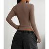 Fashion Women's Flared Cuff V-neck Top, Ribbed Knit Form-fitting Crop Top, Versatile Casual Top for Spring & Fall Outfits