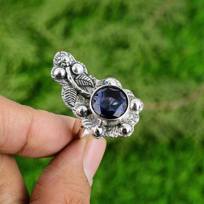 Round Tanzanite Quartz Stone Birthday Daughter New Flower Bezel Ring 925 Silver