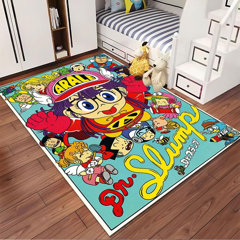 "Dr. Slump Cartoon Pattern Rug" suitable as a non-slip mat for the living room or bedroom sofa