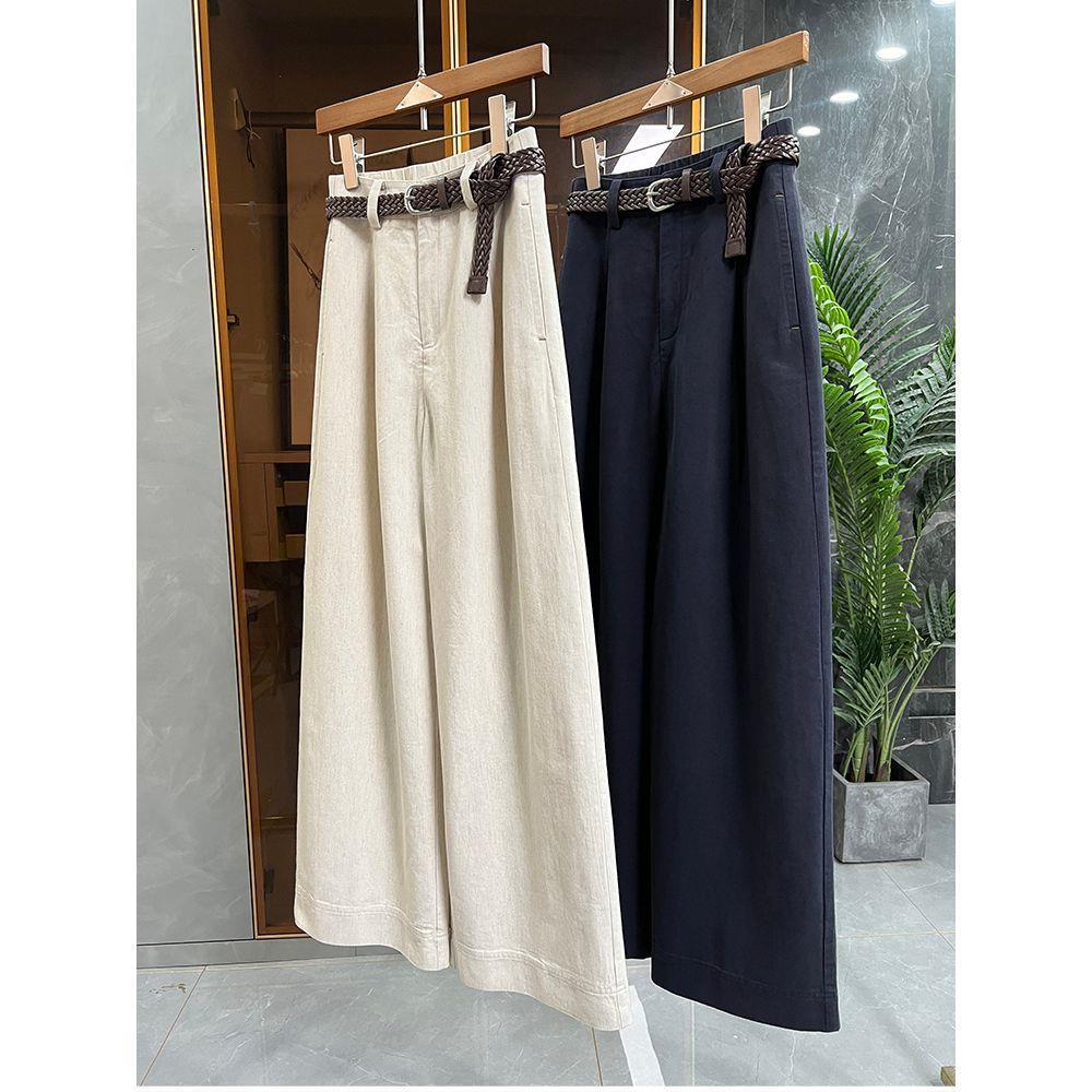 Chic Retro Wide-Leg Pants for Women - Summer Plus Size Cotton Linen, Slimming & Flaw Concealing, Solid Color.