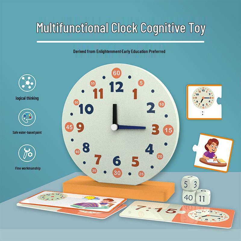 Pädagogische Holzuhr für Kinder - Frühes Lernen Digitaler Wecker