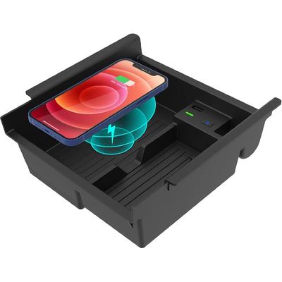 Cargador inalámbrico CarQiWireless 2024 con bandeja organizadora de consola central para Toyota 4runner 2010-2024 2023, almohadilla de carga inalámbrica para teléfono para Toyota