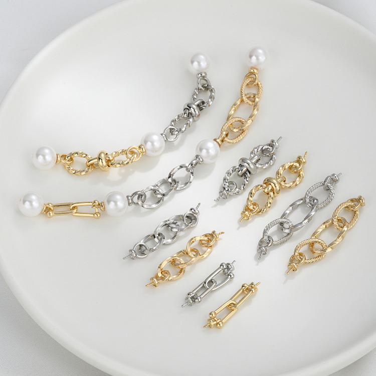 Łańcuszek z podwójnymi szpilkami oczkowymi wypełniony 14-karatowym złotem do tworzenia biżuterii DIY