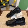 Black small leather shoes women's British style one-pedal loafers 2025 new versatile women's shoes autumn flat shoes