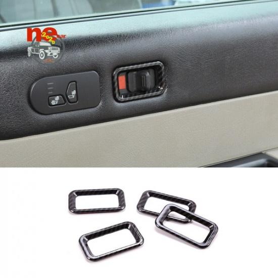 ABS Carbon Door Safety Lock Switch Frame Trim Cover For Hummer H2 SUV SUT 03-07