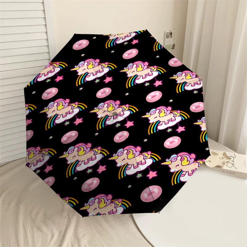 

1PC Unicorn Rainbow Automatic Open/Close Umbrella with Windproof, 8-Rib Sturdy Canopy, Durable Ribs, Fashionable Design, Outdoor Accessory, Fun Prin,