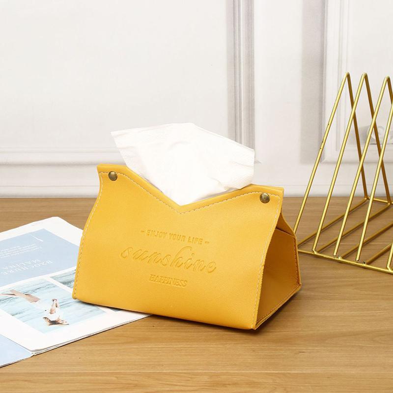 Pu Leather Tissue Box V-shaped Opening Roll Paper Toilet Paper Car Living Room Hotels Bedroom Study Napkin Storage For Home