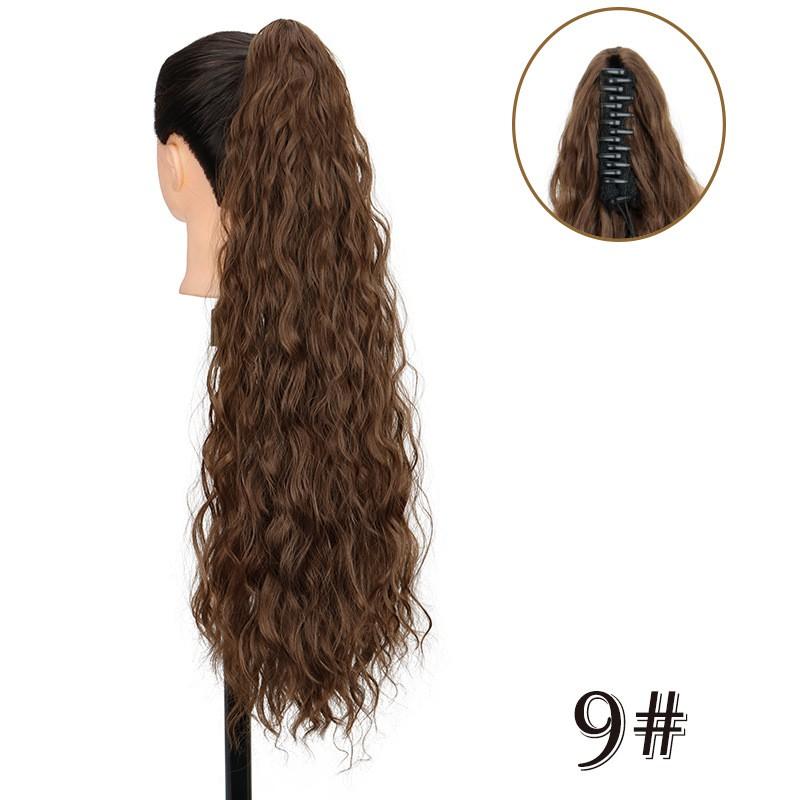 Womens Synthetic Long Wavy Ponytail Extension With Curly Texture Claw Clip Heat-Resistant Fiber Natural Volume