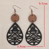 Retro Teardrop Christmas Tree Leather Earrings with Wood Chip Accents