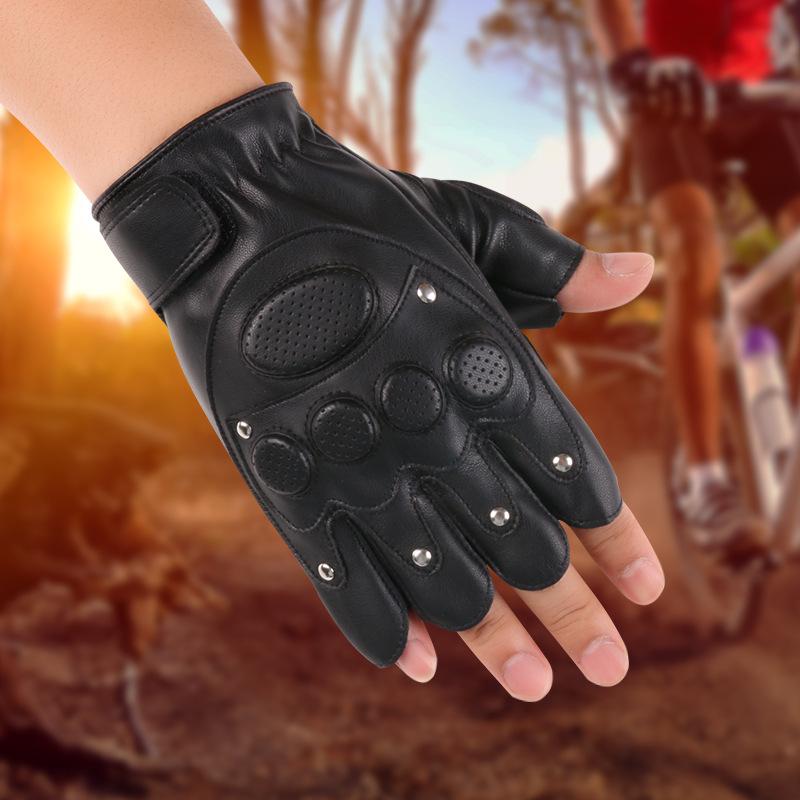 Half Finger Leather Gloves for Spring and Summer Men and Women Outdoor Cycling Fitness Shock Absorption Sports Performance PU Leather Gloves