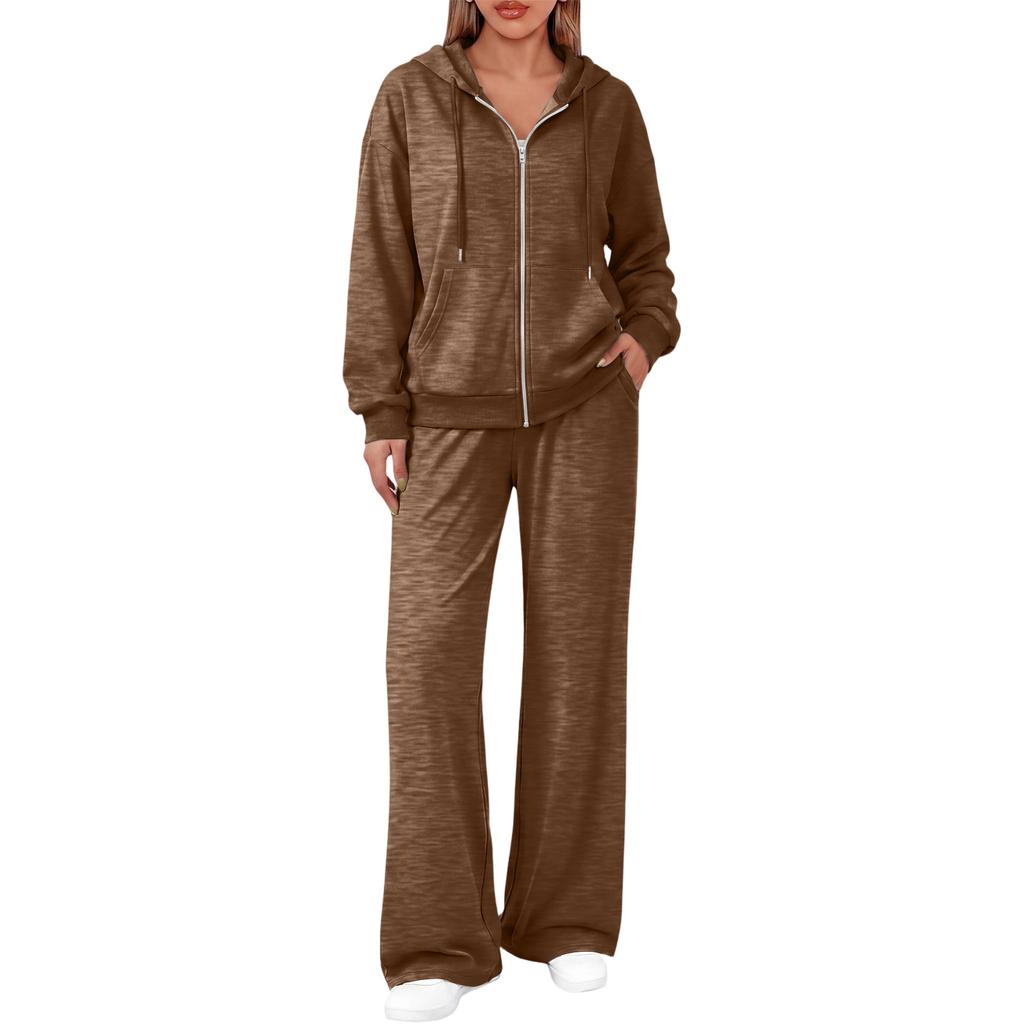 Women's Fashionable Casual Sweatshirt Jacket Set for Fall Winter Comfortable Everyday Wear