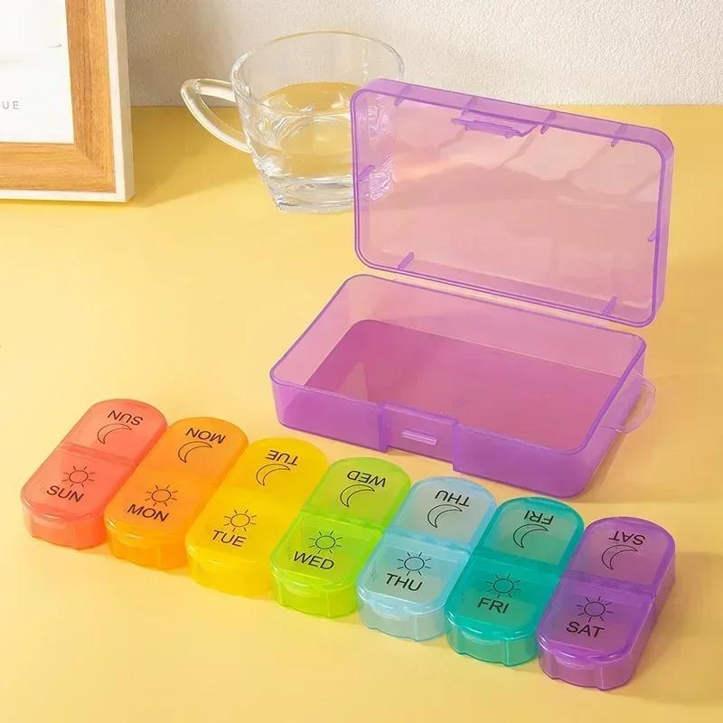 1Pcs Weekly Pill Case Pillbox 7 Days Medicine Tablet Box Portable Travel Drugs Storage Organizer Secret Compartments Pill Box