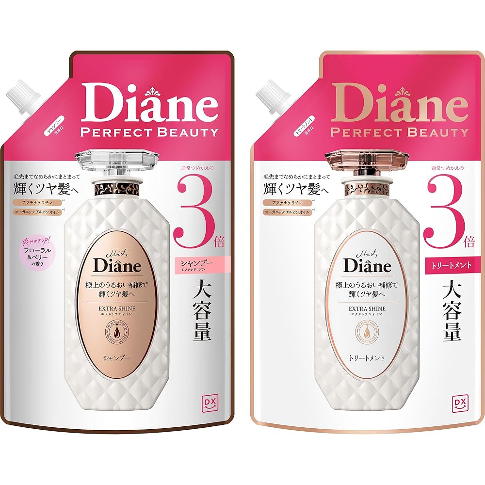 Diane DX Extra Shine Shampoo and Treatment Set 1000ml Floral and Berry Scent