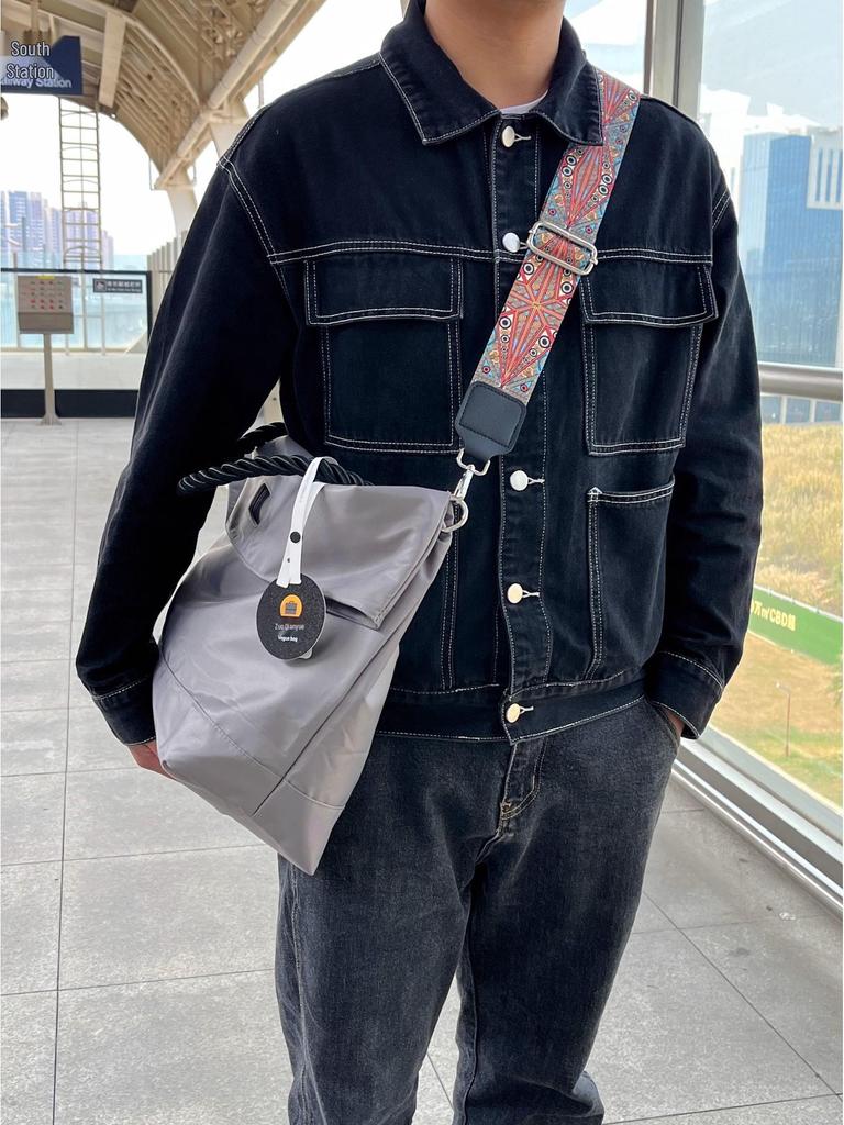 Men's Black High-End Large Capacity Tote & Crossbody Sports Bag
