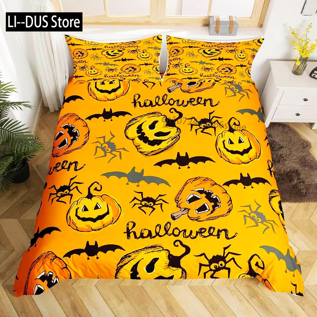 

Comforter 3/4Pcs Pink Spooky Pastel Pumpkin Bedding Set Spooky Pastel Halloween Spooky Ghosts Washed Cotton Or Comforter (quilt)-EU Single(135*200cm)3pcs