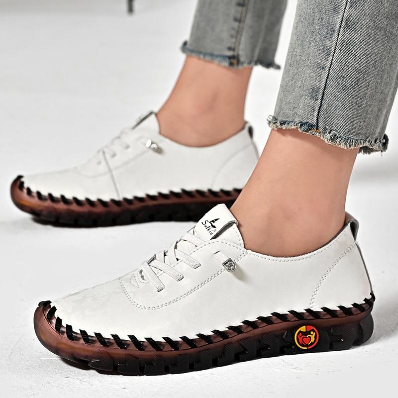 Damen Wanderschuhe Mokassins Fahrschuhe Komfort Flats Casual Plus Size Outdoor Handgefertigte Schuhe