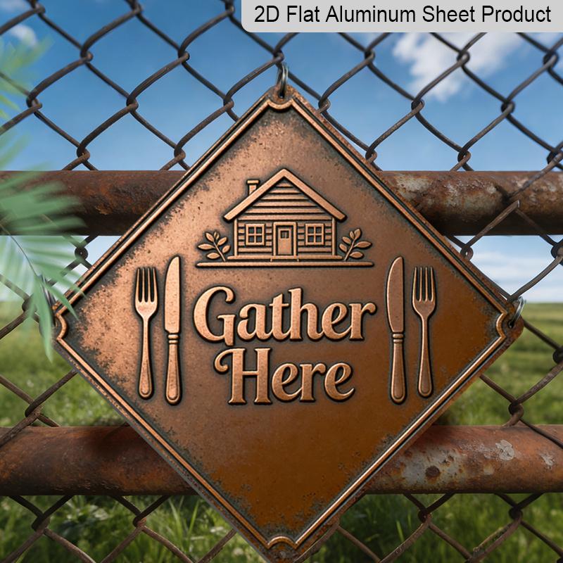 

2D Flat, 1pc Vintage Aluminum Wall Sign Suitable for Dining Room, Living Room, Office Decor - Retro Metal Tabletop or Hanging Decoration Gift for 20*20cm