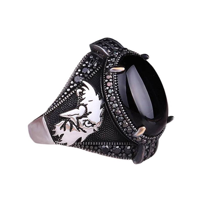 2023 New Zinc Alloy Ring For Men Fashion Trend Blue Zircon Finger Ring Male Party Jewelry