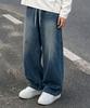 Neseupaseutyudio Shaped Elastic Waist Wide Washed Denim Pants 3 Colors [Nspd_3014]