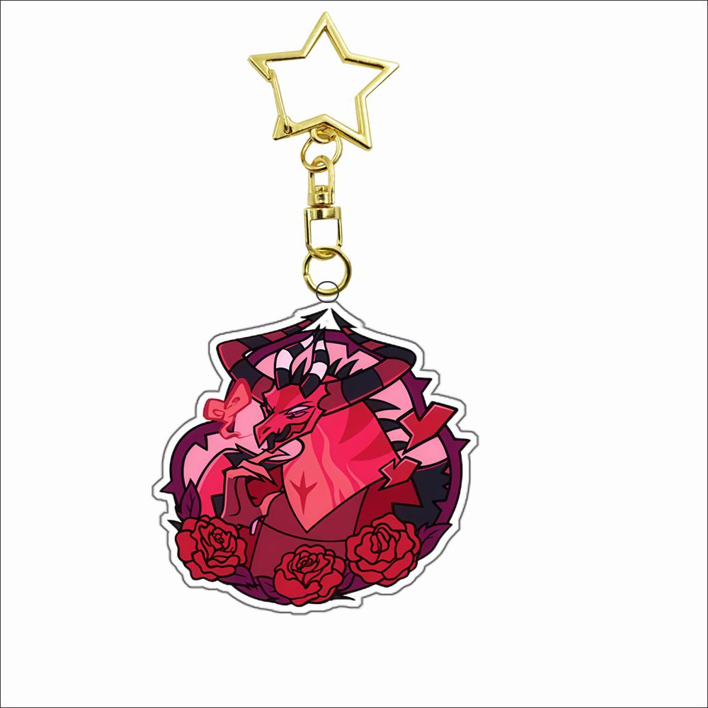Acryl Schlüsselanhänger für Helluva Boss Verosika Mayday Satan Emberlynn Pinkle Ozzie Loona Glitz Glam Anime Acryl Schlüsselanhänger Anhänger