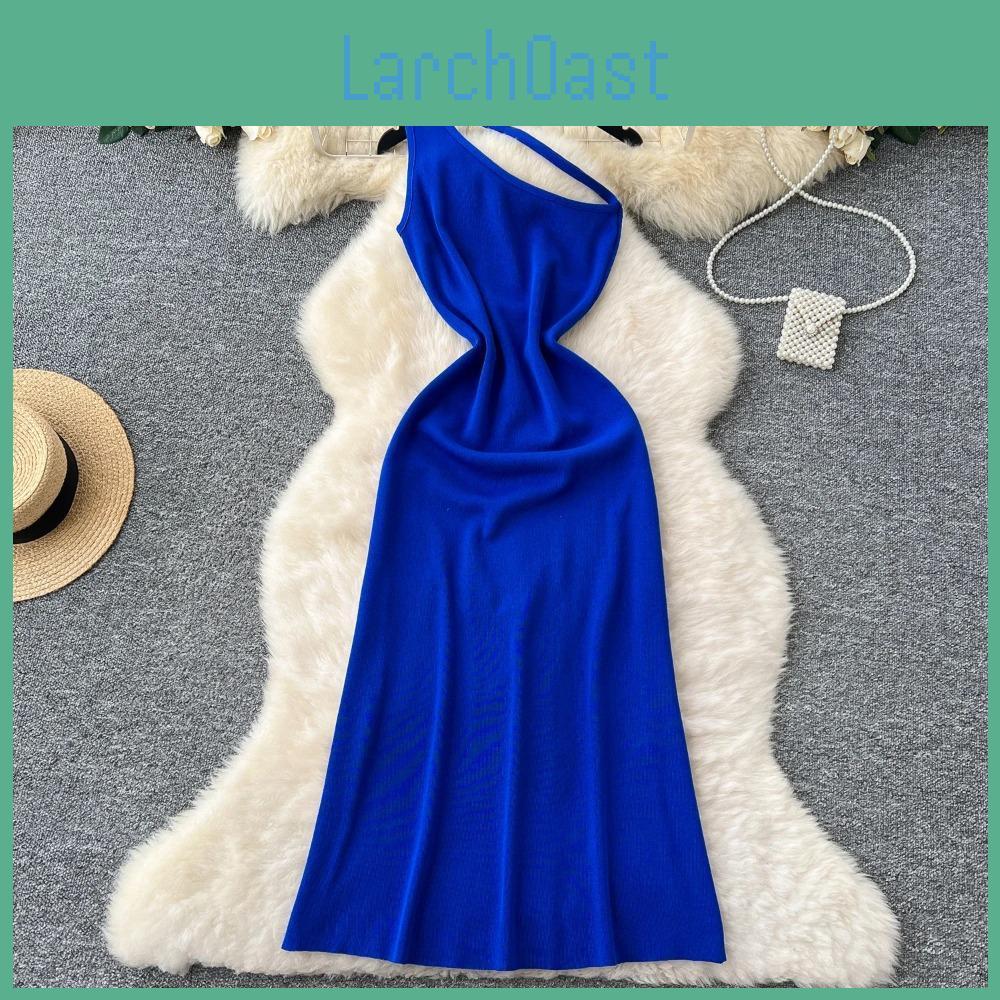 Elegant Ruffle Sexy High Waist Hollow Out Slash Neck Sleeveless Knit Dress Vacation Dresses Slim Women Party Ceremonial Dress