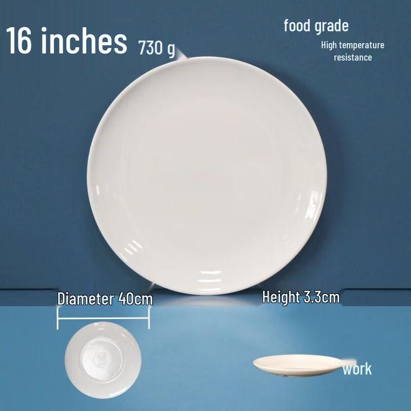 JINGRX 16-inch Round Melamine Dinner Plates, 10-Pack