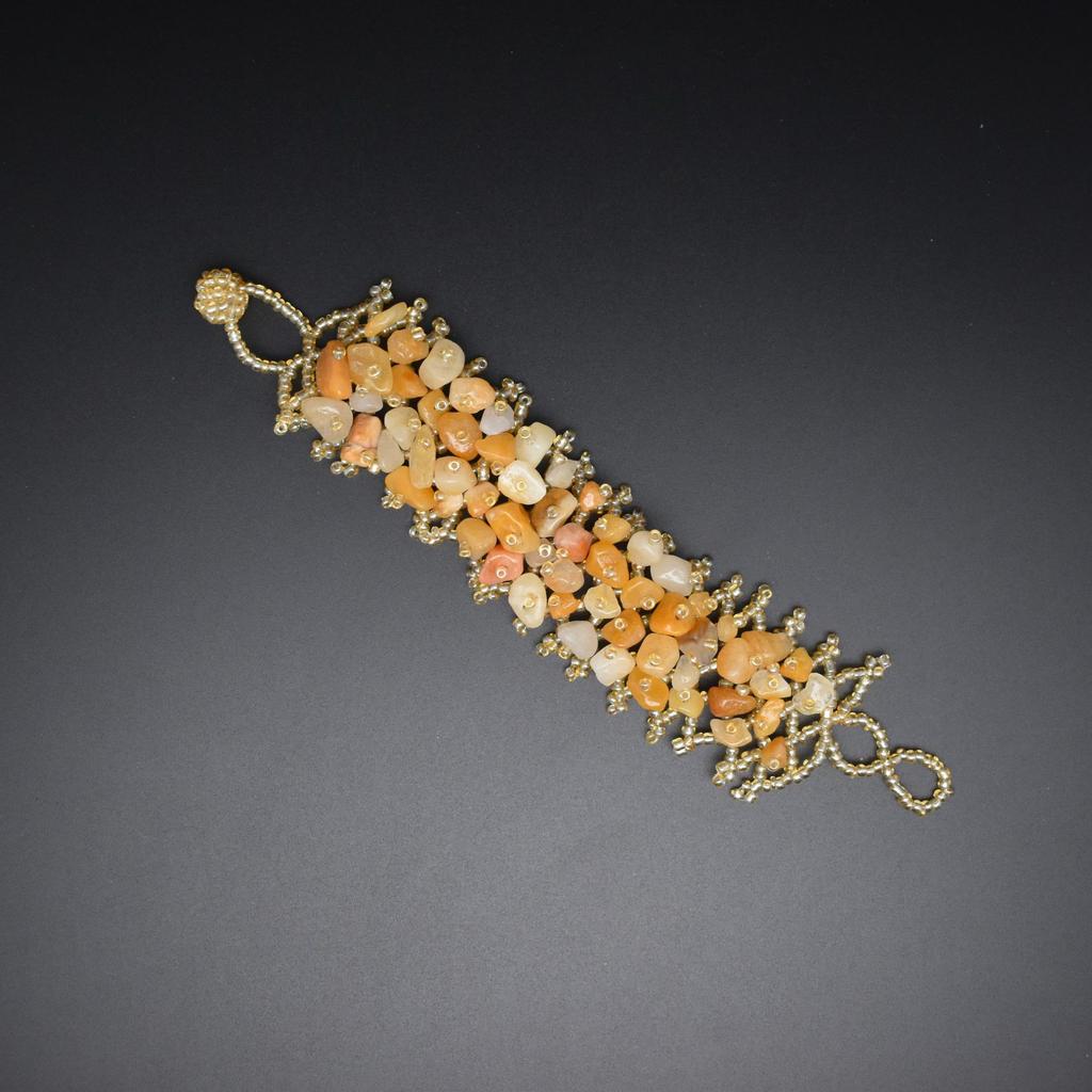 Ethnic Style Colorful Natural Stone Hollow Bracelet Handmade Bead Bohemian Hollow Rice Bead Crushed Stone Bracelet
