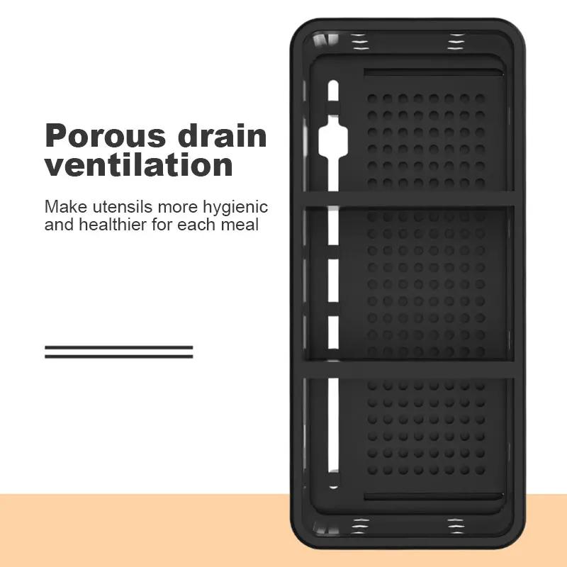 Stainless Steel Tableware Spoon Storage Holders Wall-mounted Chopsticks Racks Basket Drain Household  Kitchen Shelf Accessories