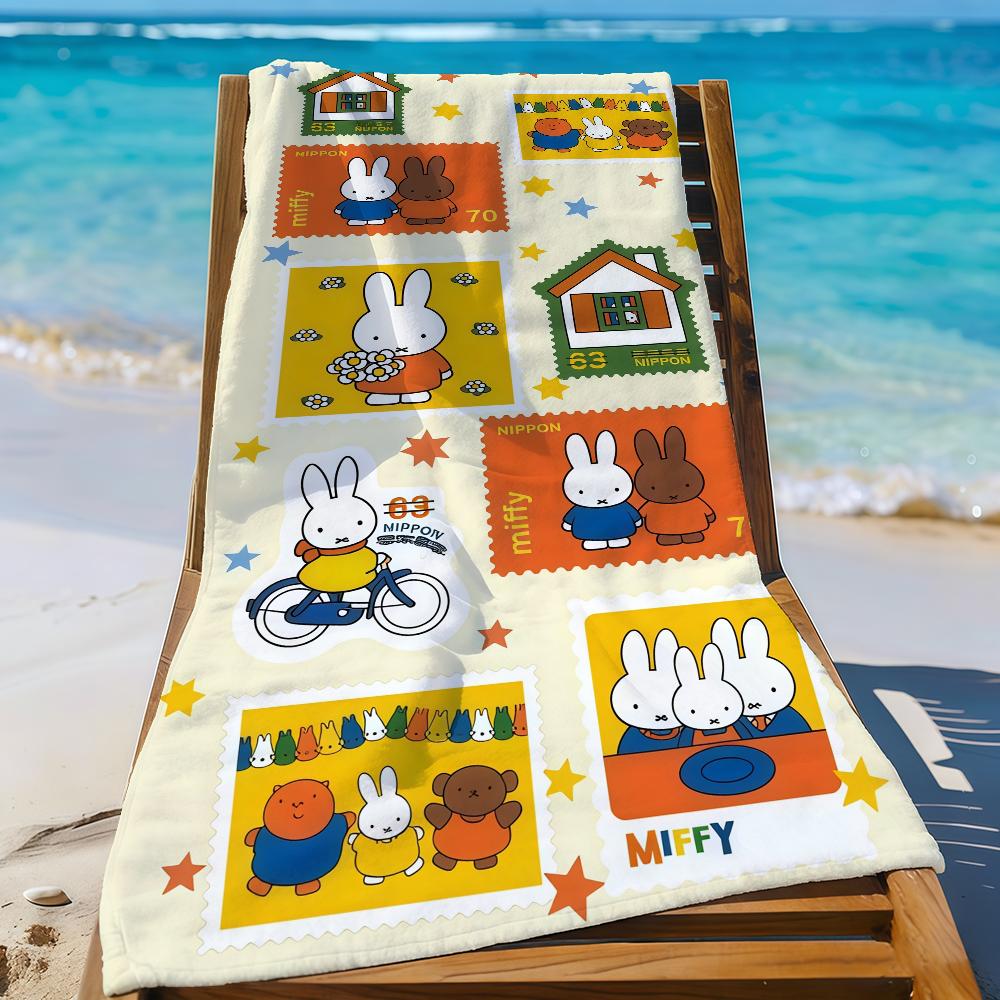 Cartoon M-Miffy Towel Quick Drying Beach Towels Are Suitable For Swimming Pools Camping Yoga And The Gym