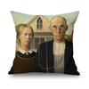 Famosa Pintura a Óleo American Gothic Grant Wood Arte Moderna Vista do Campo Paisagem Decorativo para Casa Capa de Almofada de Sofá Capa de Almofada
