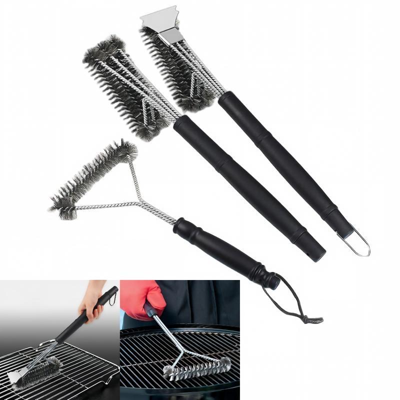 Professional Bbq Grill Brush Made Of Stainless Steel Wire Triangular Brush For Scrubbing Bbq Multipurpose Cleaning Brush