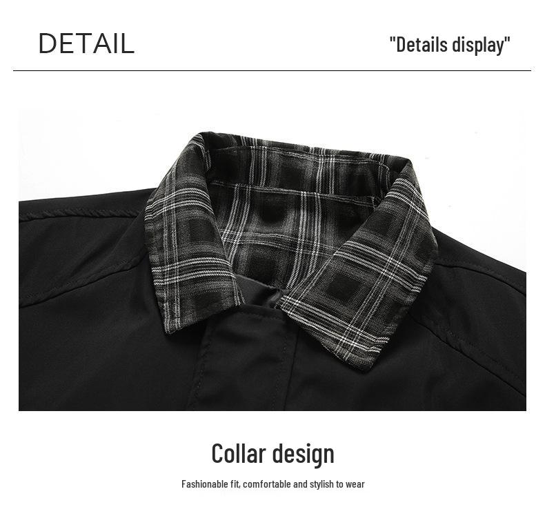 Men's Winter Two-Piece Look Plaid Lapel Cotton Jacket
