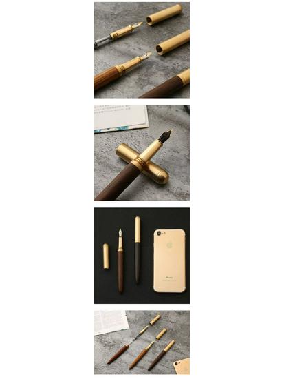 Signaturní plnicí pero ze santalového a palisandrového dřeva - High-end kaligrafie s ohnutým hrotem, k dispozici vlastní logo