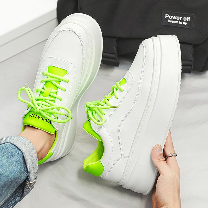 Fashion New Men's White Patent Leather Height Increasing Shoes Male Sports Walking Sneakers Tenis Masculino Zapatos Hombre