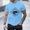 Retro Compass Print Versatile T-Shirt Fashionable Comfortable Breathable Soft Casual Sports Short Sleeve Cotton T-shirt