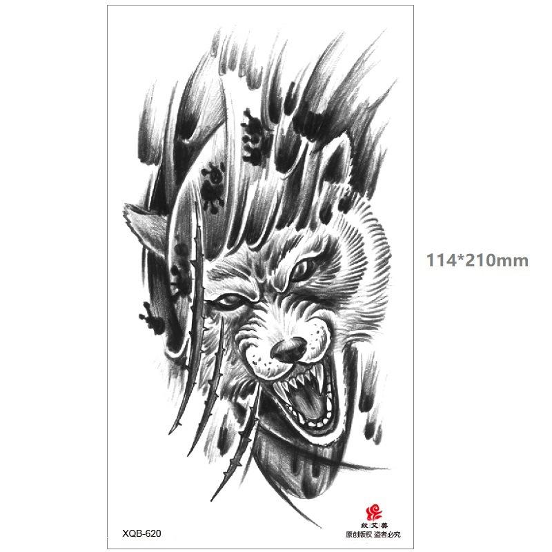 Dragon Wolf Tiger Black Water Transfer Simulation Disposable Temporary Half-Arm Animal Set Tattoo Sticker