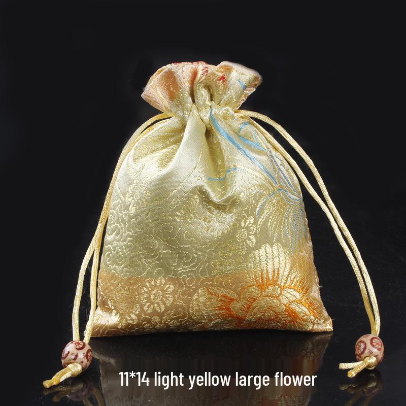 Red Brocade Jewelry Drawstring Gift Bag - 11x14 cm