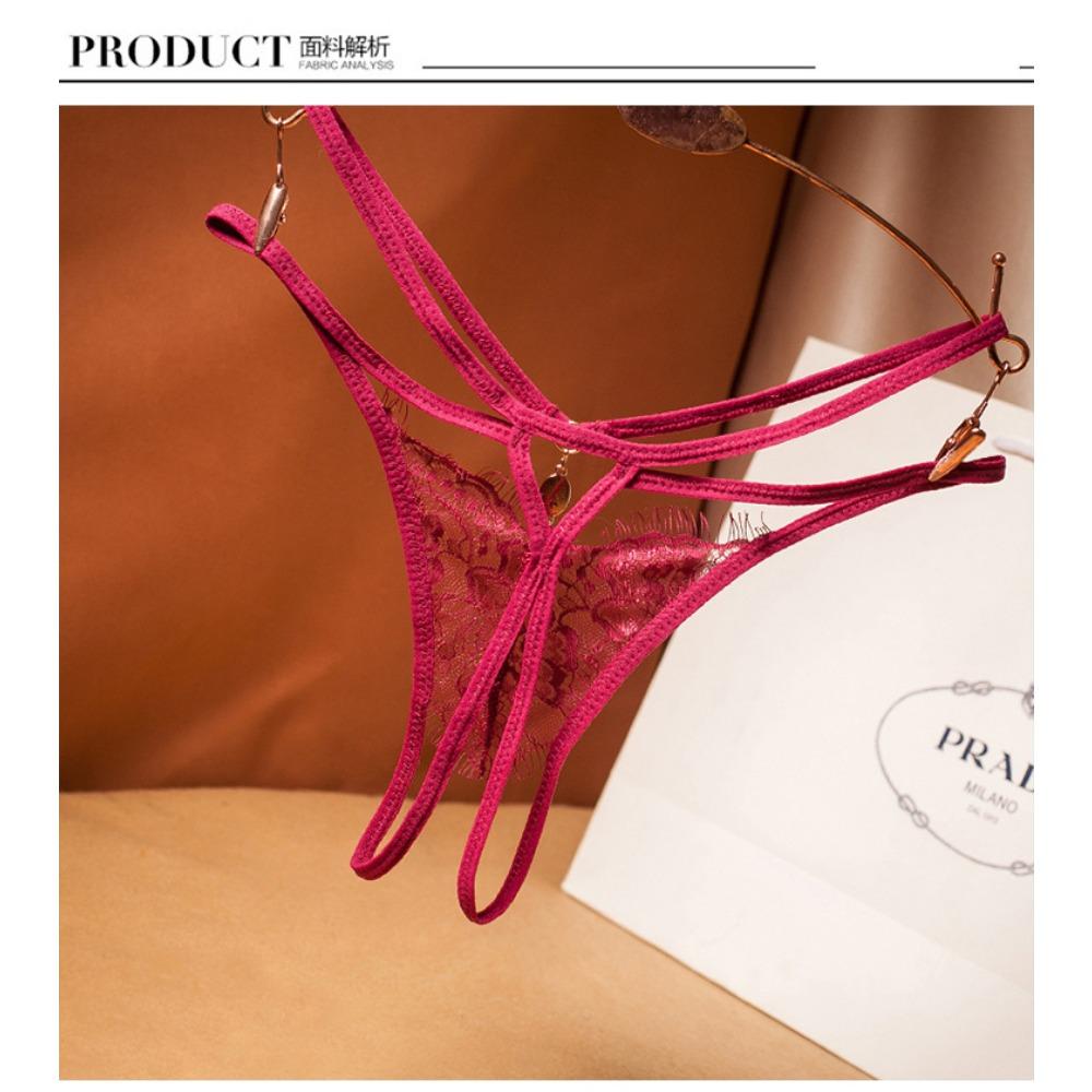Light Luxury Lace Sexy Thong Women's Cross Strap Ultra-thin Hollow Temptation Panties Hot Open T Pants 2225