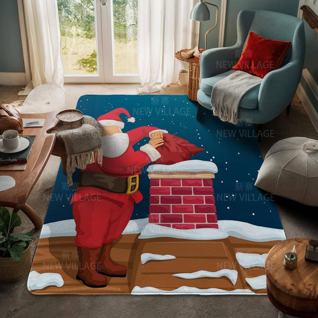 House Entrance Carpet Home Door Mat Living Room Bath Foot Bathroom Non-slip Water Absorption Rugs Bath Merry Christmas Winter