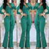 2025 Autumn/Winter Long-Sleeve Shirt Collar Jumpsuit with Mid-Waist Long Pants