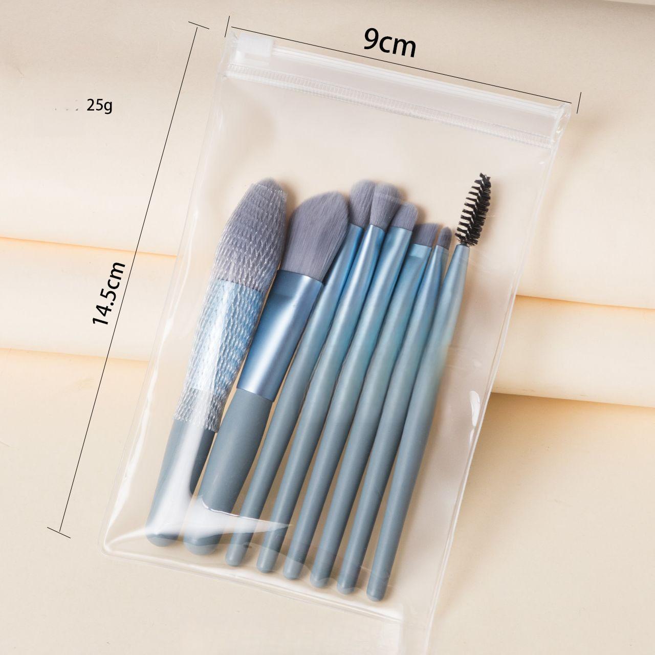 8Pcs Macaron Makeup Brush Set, Portable Concealer & Blush Brushes, Cosmetic Tools 8Supports haze blue【PE