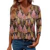 Women's Casual Fashionable Sexy Comfortable V-Neck Christmas Three-Quarter Sleeve Top