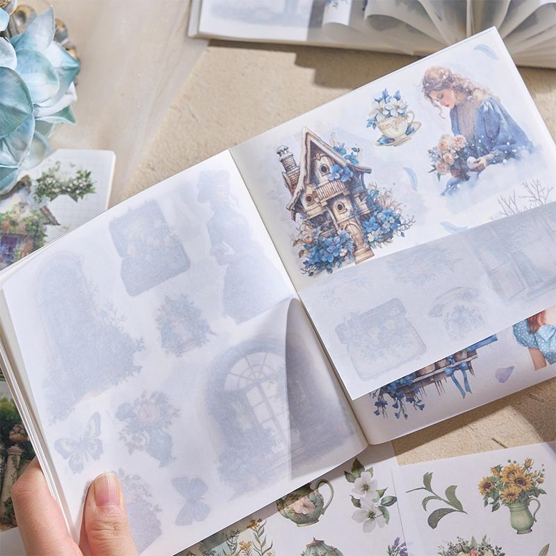 Garden Journal Stickers, 50 Sheets Washi Junk Journaling Sticker Book, Scrapbook Supplies, Watercolor Scrapbooking For Adults