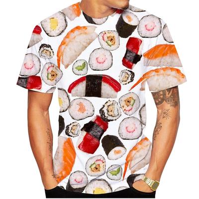 Lachsfilet Sushi T-Shirts Lustiges Lebensmittel Grafik 3D Druck Herren Freizeit Kurzarm T-Shirts - Weicher Mittlerer Stretch Stoff Sommer Locker Sitzende Kleidung