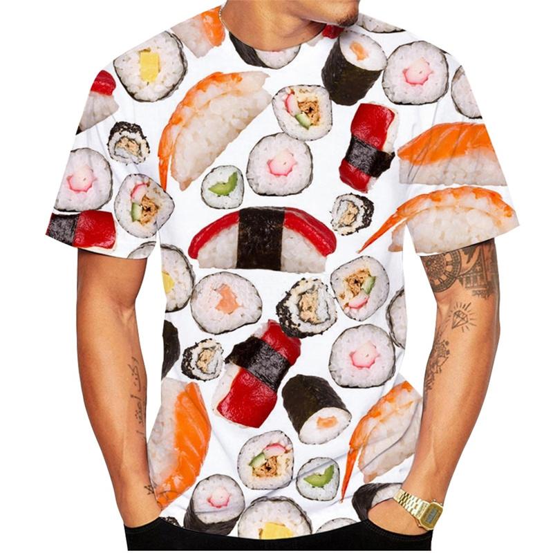 

Salmon Fillet Sushi T-Shirts Funny Food Graphic 3D Print Men s Casual Short Sleeve T-shirts - Soft Medium Stretch Fabric Summer Relaxed Fit Clothing XS