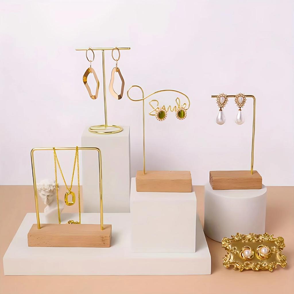 Jewelry Display Stand Bracelet Earring Necklace Storage Wood Base Rack Jewellery Organizer Holder Photo Props Home Decoration