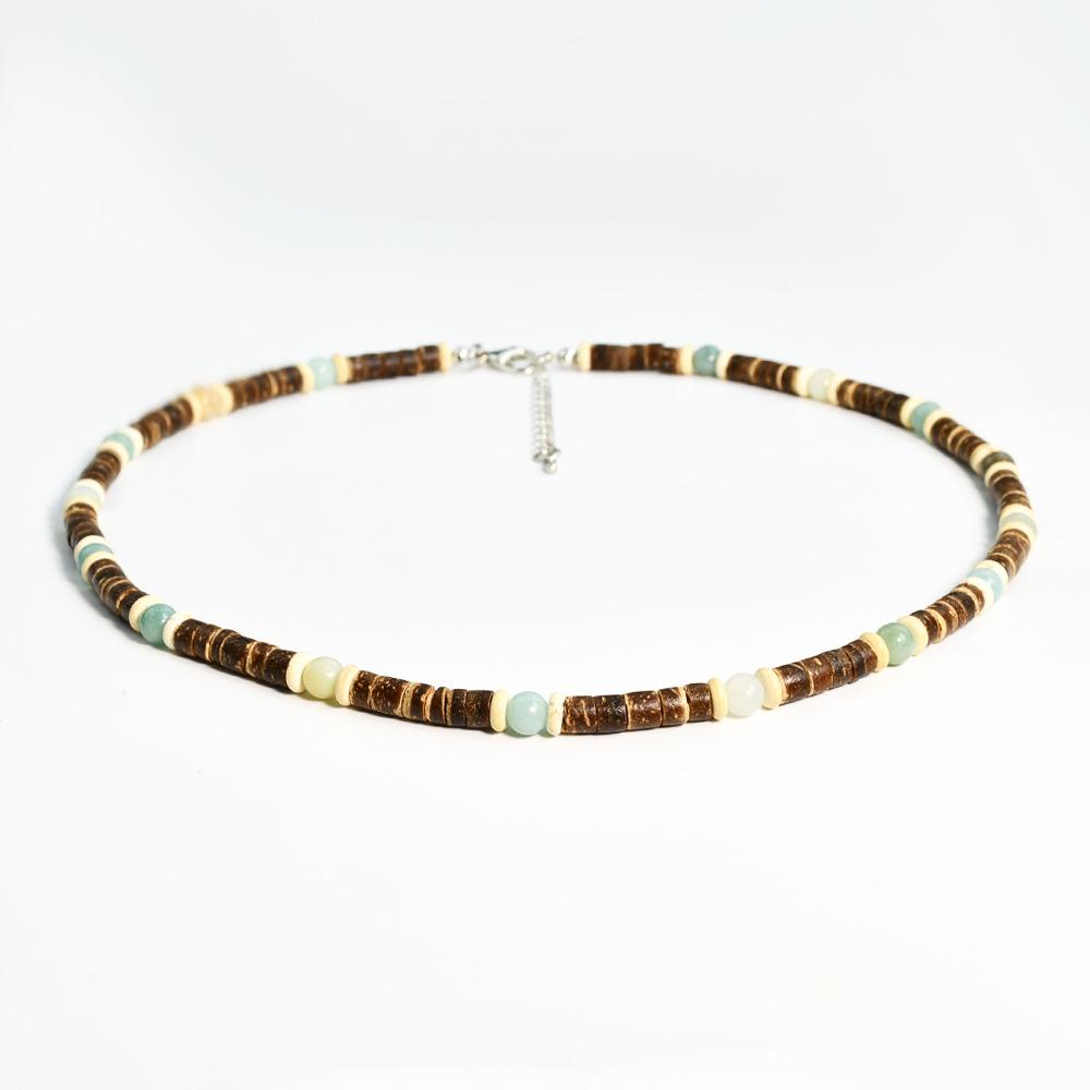 Türkis Holz Halskette Boho Strand Surfer Verstellbare Perlen Halsketten für Damen Herren Sommer Schmuck Geschenke