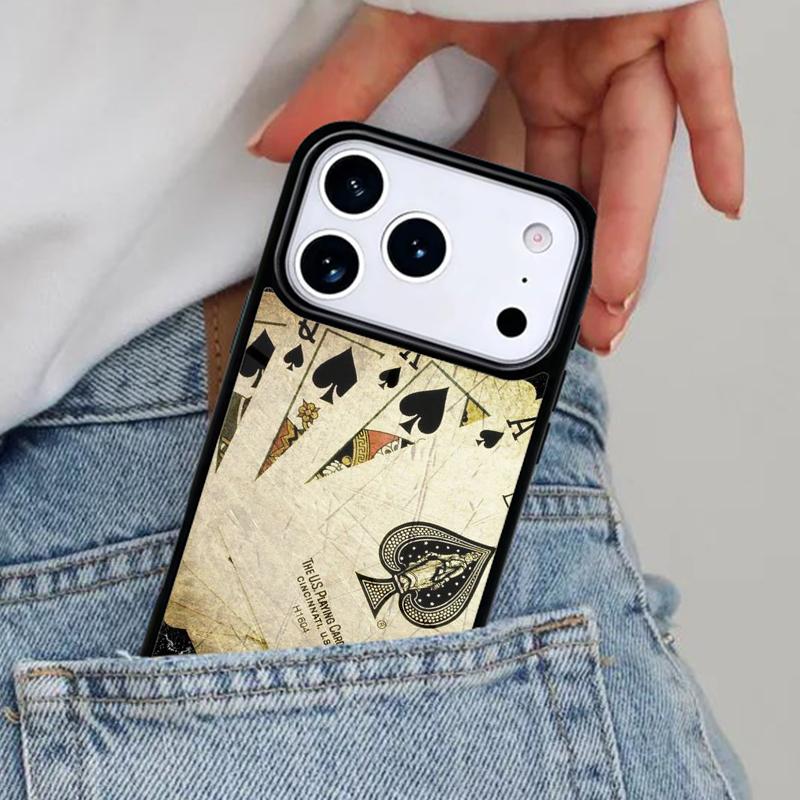 

Spades Poker Play Cards Ace Art Phone Case for iPhone 17ProMax 12 13 14 15 16e 17 Pro Max Plus Air Cover iPhone 15