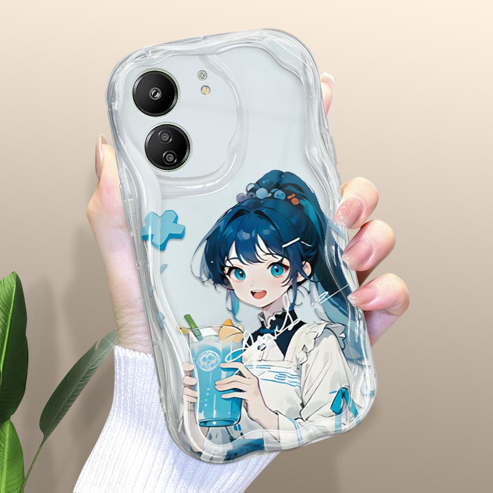 

Милый мультяшный узор, кремовая текстура, мягкий силиконовый чехол с волнистыми краями, чехол для телефона Xiaomi Redmi Xiaomi Poco C75 прозрачный